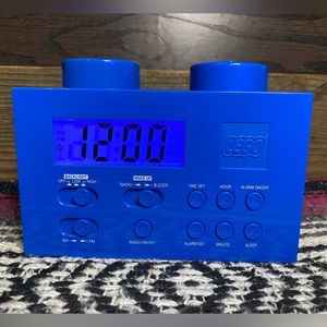 Blue Lego brick radio clock